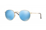 Ray-Ban Round Flat Lenses Blue Flash (RB3447N 001/9O 47mm) saules brilles